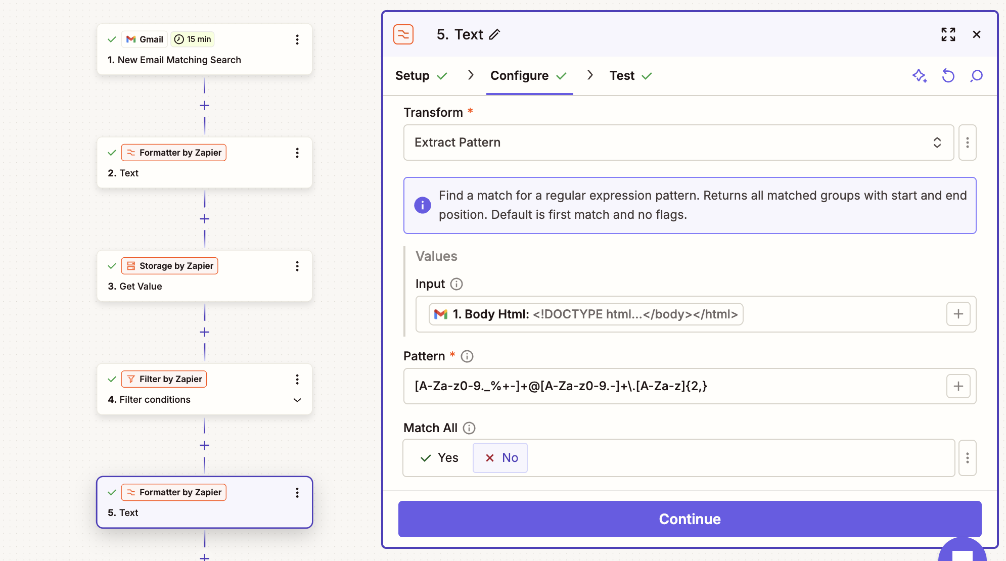 Zapier automation and data transformation